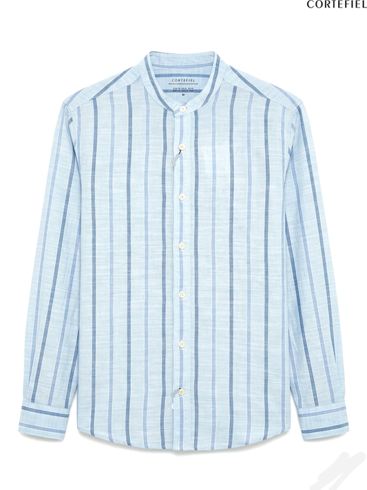 Striped Shirt With a Mandarin Collar