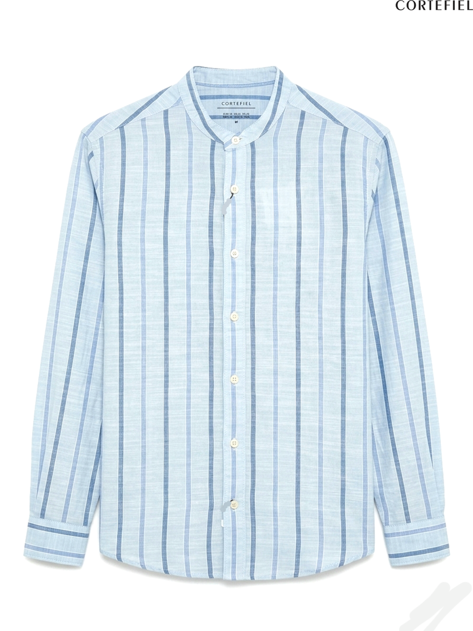Striped Shirt With a Mandarin Collar