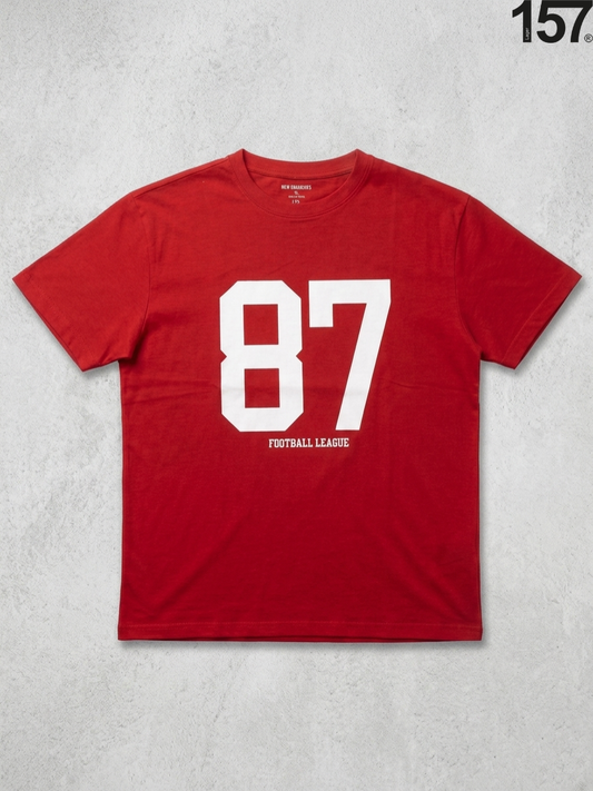 Men's "87 Football League" Graphic T-Shirt – Crimson Red