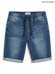 Top Secret Men's Casual Denim Jogger Shorts – Medium Wash