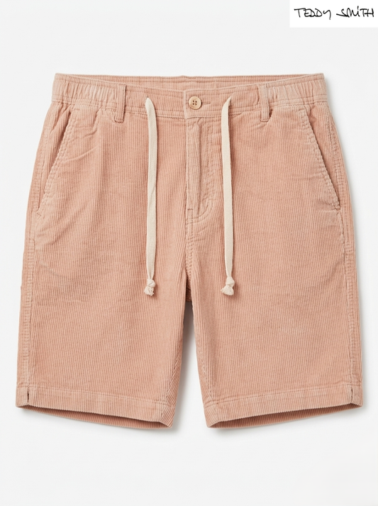 Teddy Smith Men's Casual Corduroy Drawstring Shorts – Dusty Rose