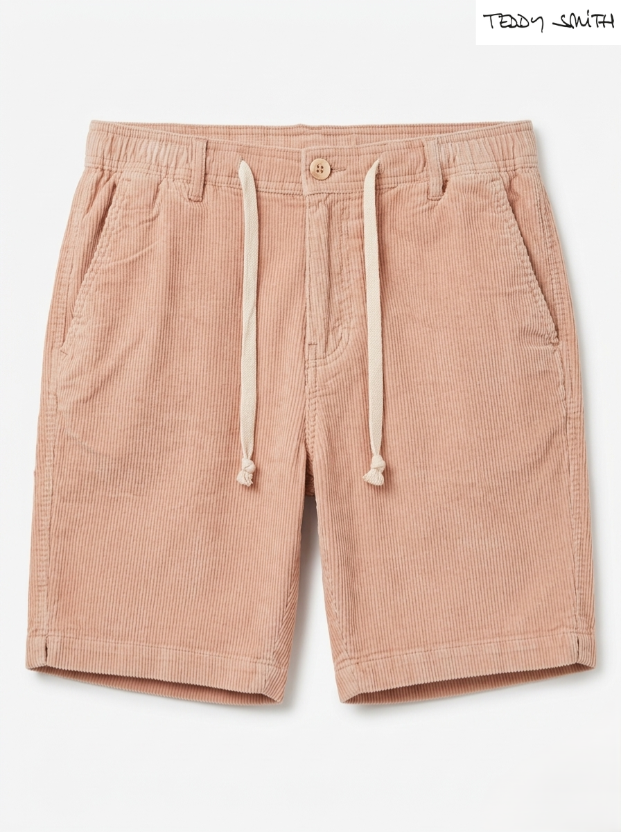 Teddy Smith Men's Casual Corduroy Drawstring Shorts – Dusty Rose