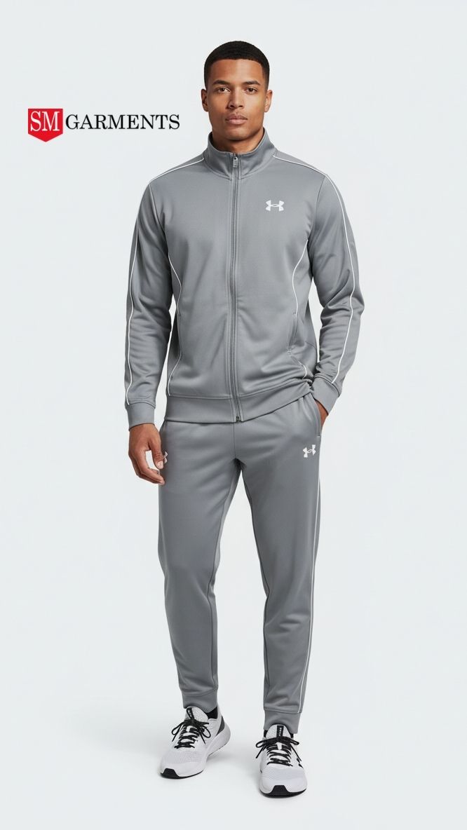 UA Mens Grey Piped Full Zip Tracksuit