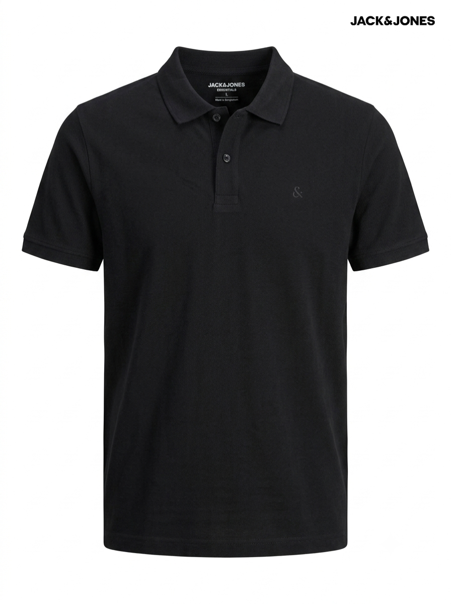 Men's Essentials Classic Piqué Polo Shirt – Black