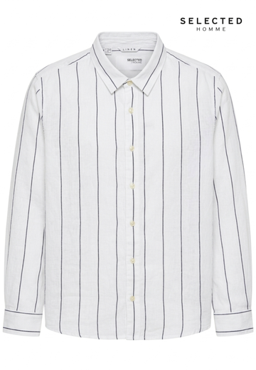 Selected White Striped Linen Shirt