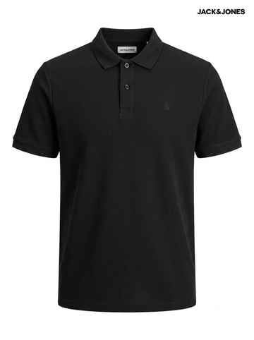 Jack & Jones Men's Piqué Polo Shirt – Black