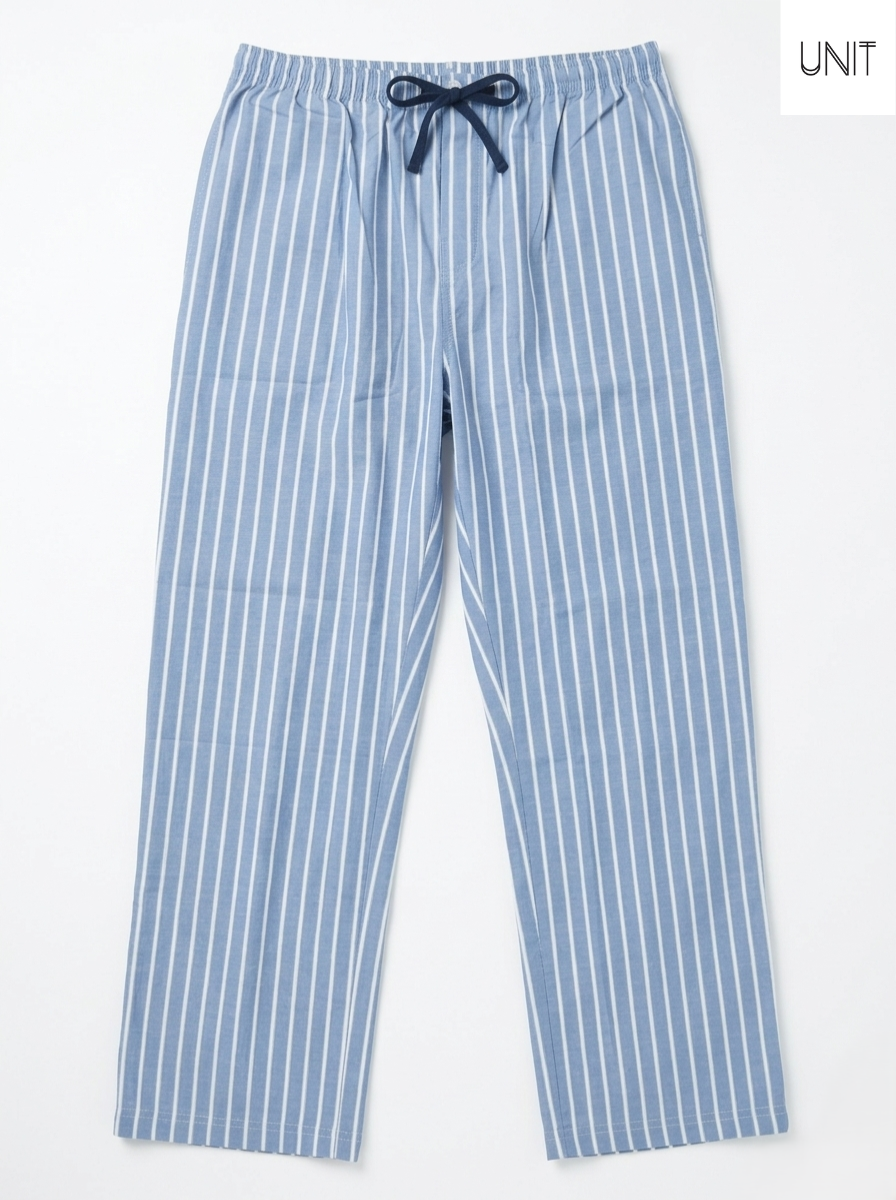 UNIT Men's Blue Striped Casual Trousers with Contrast Drawstring Waist
