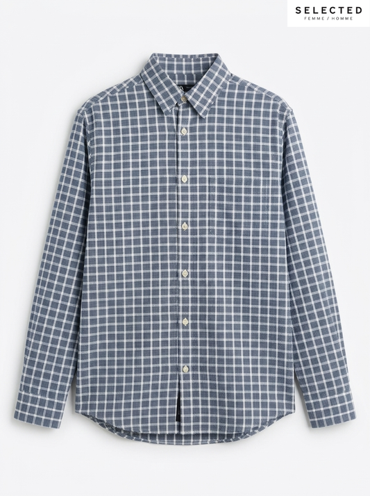 Selected Homme Men's Classic Checkered Button-Down Shirt