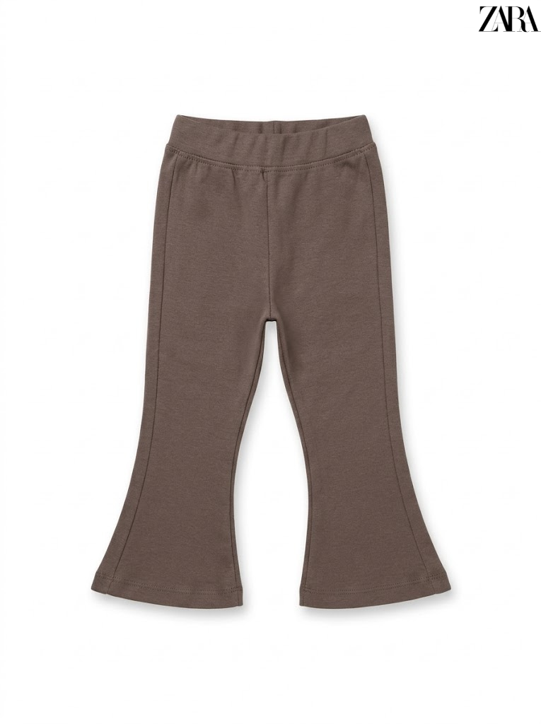 Girls Branded Brown Casual Flared Leggings| SM GARMENTS