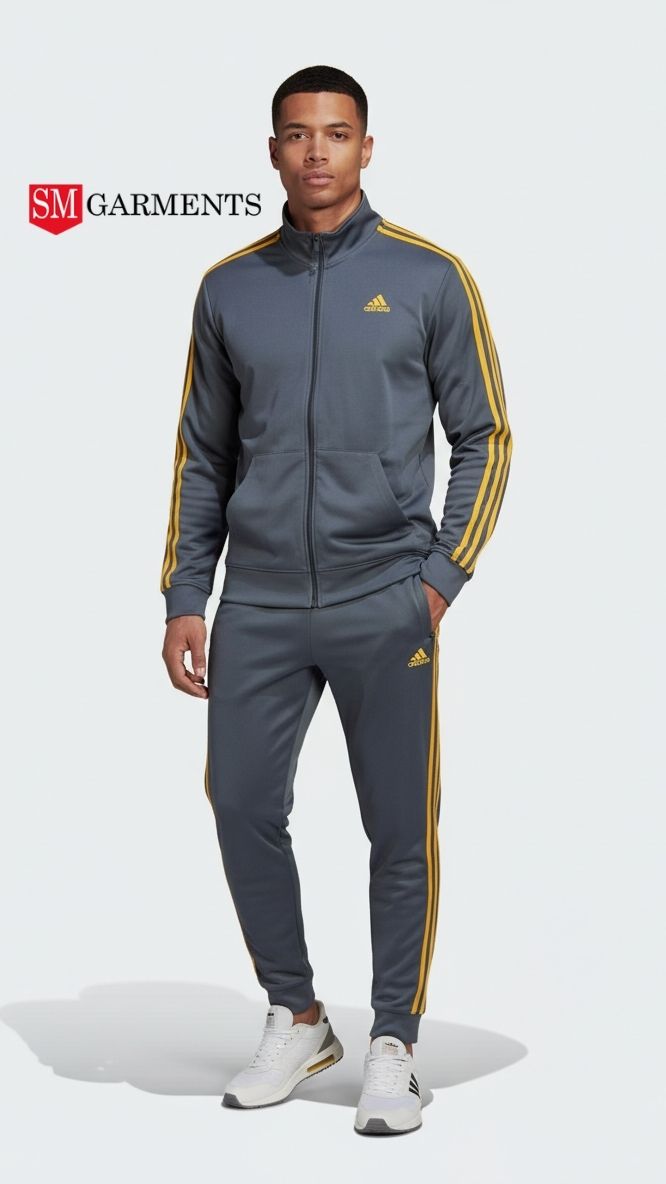 ADI Mens Two Stripe Full Zip Tracksuit