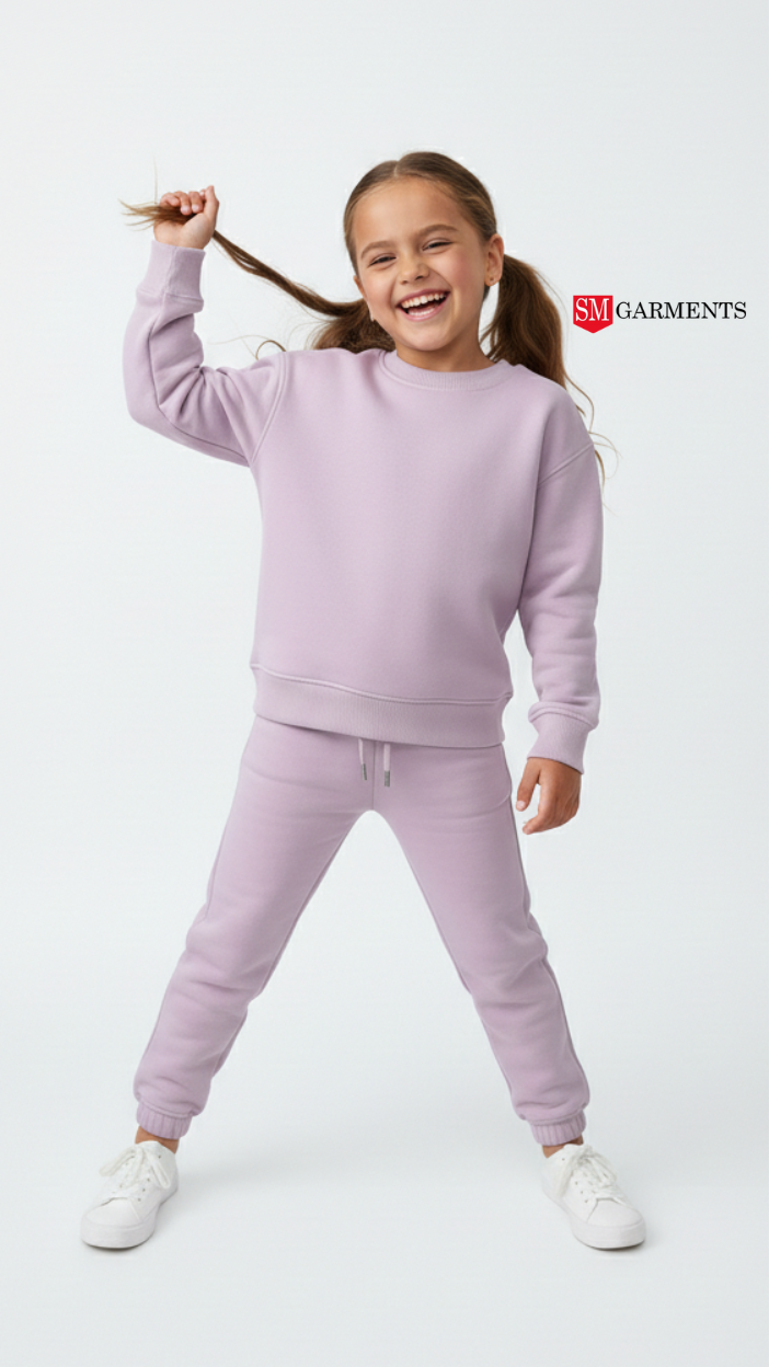 ZR Girls Basic Crew Sweatshirt And trouser Suit