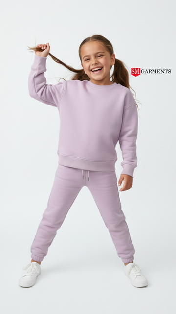 ZR Girls Basic Crew Sweatshirt And trouser Suit