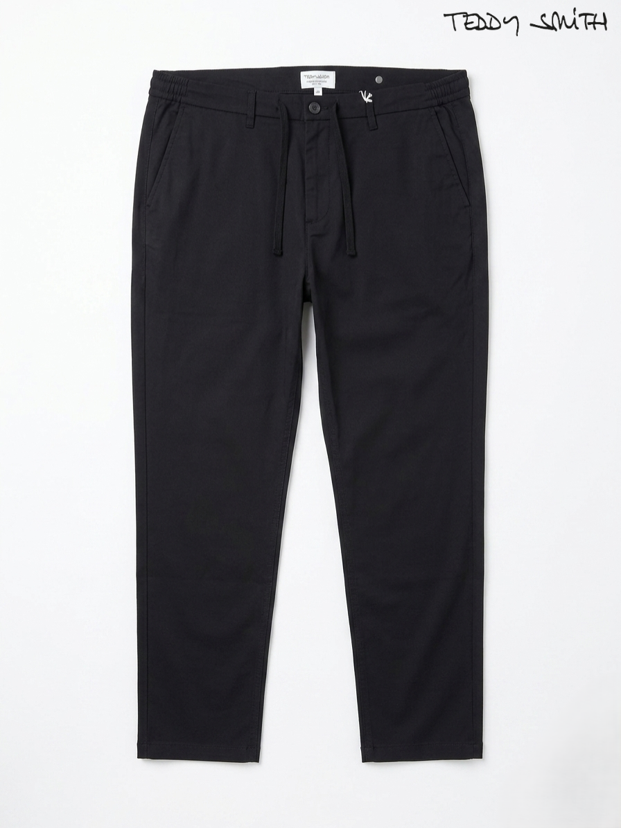 Teddy Smith Men's BLACK Slim-Fit Drawstring Trousers