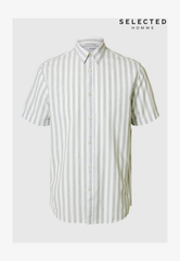 Selected Hommes Linen Men Shirt - Iceberg Green Stripesstripess