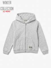 Boys' Full-Zip Heather Grey Fleece Hoodie – Casual Everyday Sweatshirt
