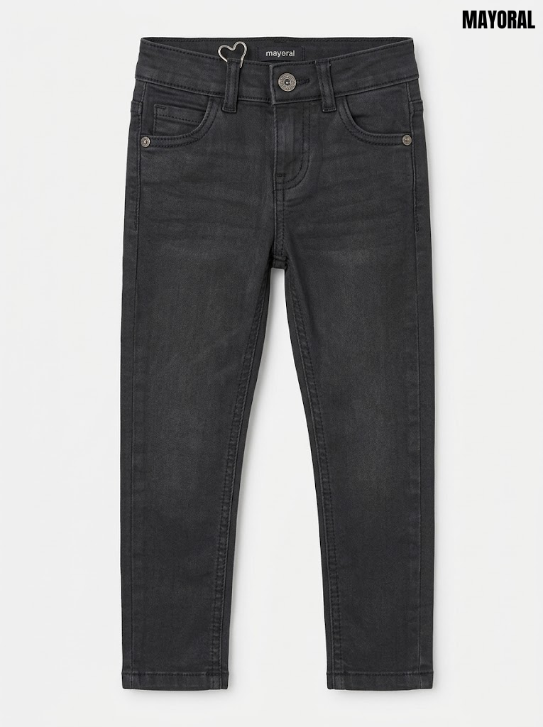 Boys' Charcoal Washed Black Slim Fit Stretch Denim Jeans