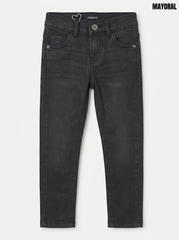 Boys' Charcoal Washed Black Slim Fit Stretch Denim Jeans