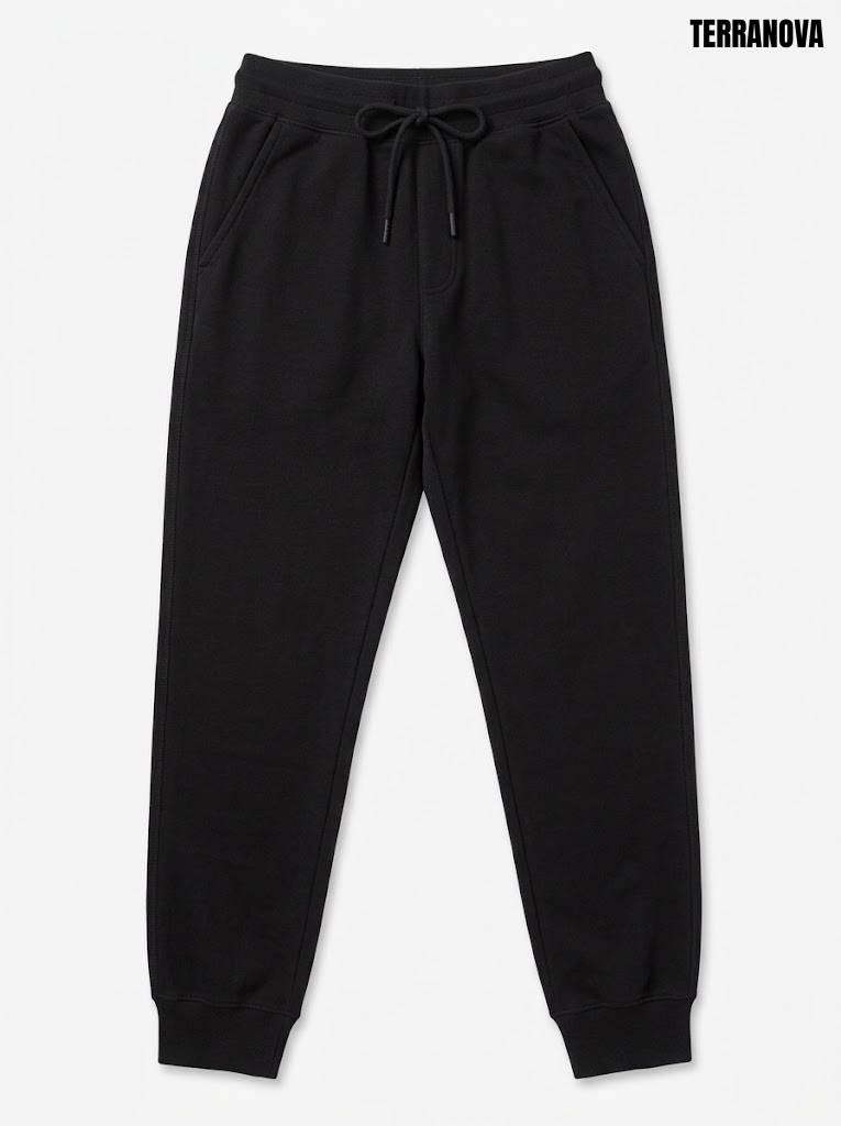 Terranova Boys Classic Jet Black Drawstring Fleece Jogger Pants
