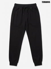 Terranova Boys Classic Jet Black Drawstring Fleece Jogger Pants
