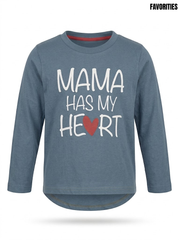 Favorites Girls Slate Blue MAMA HAS MY HEART Long-Sleeve Graphic T-Shirt