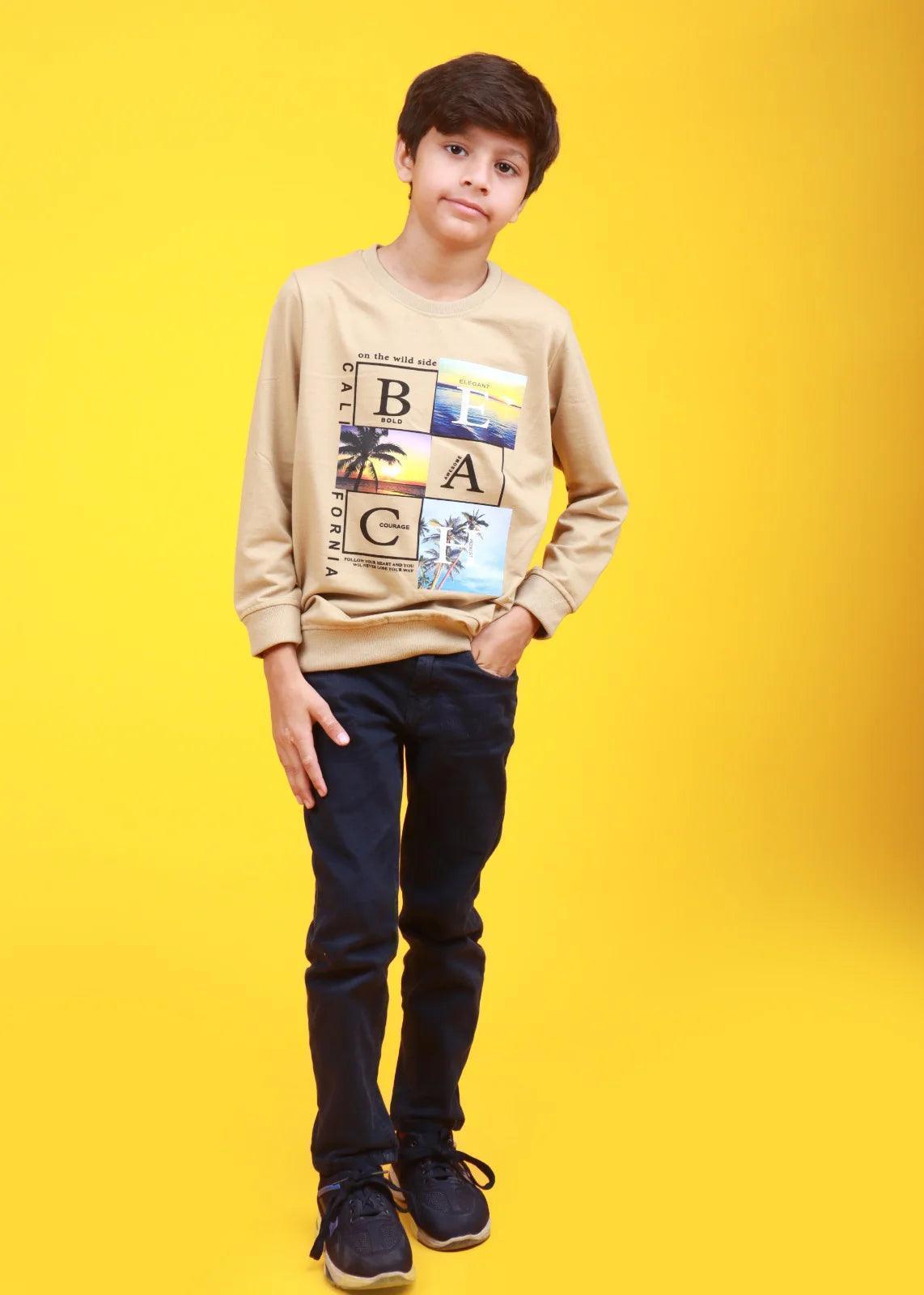 NEXT CREAM-COLOR BEACH PRINTED SWEATSHIRT