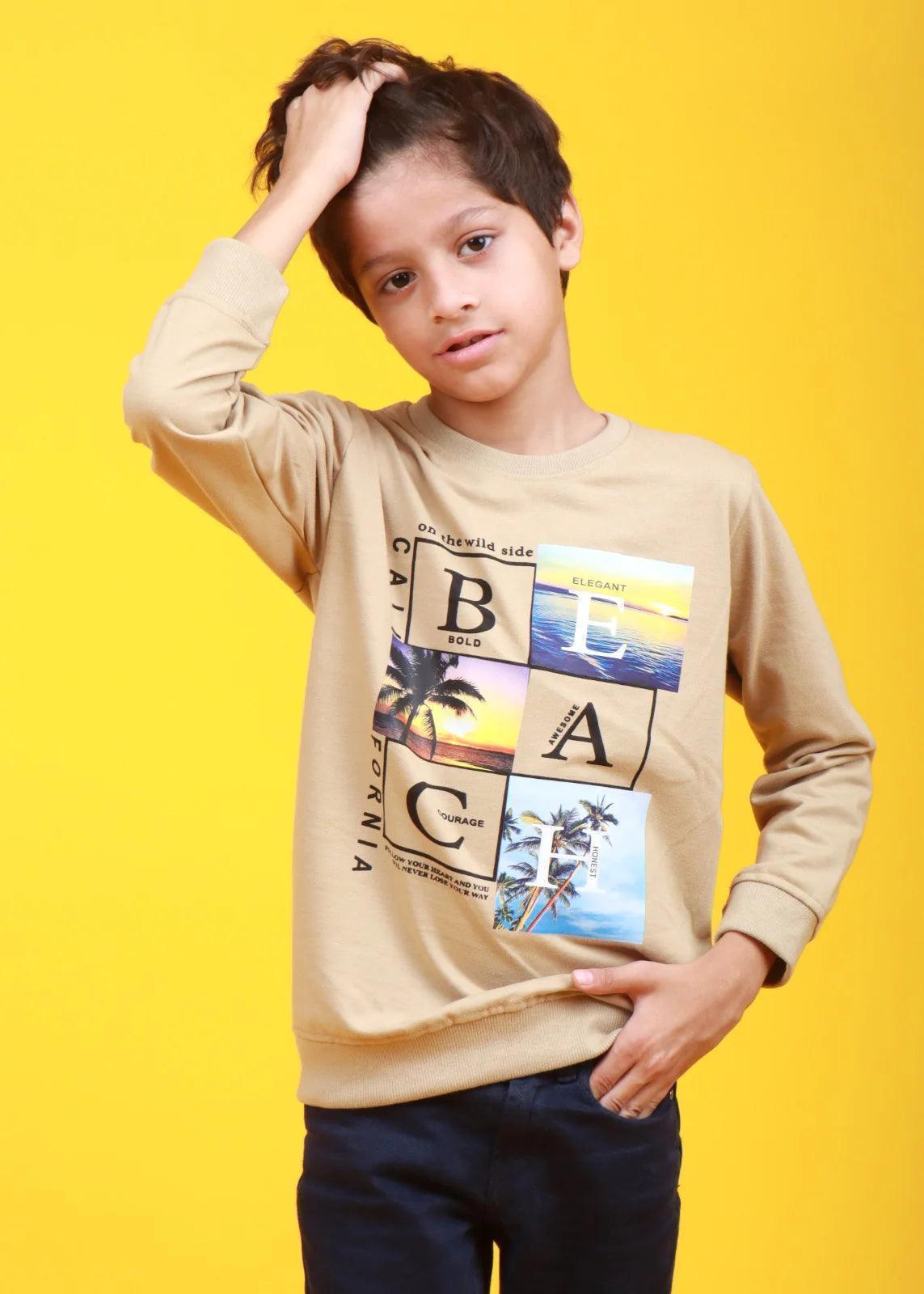 NEXT CREAM-COLOR BEACH PRINTED SWEATSHIRT