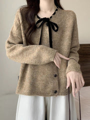 Women's light brown knit cardigan