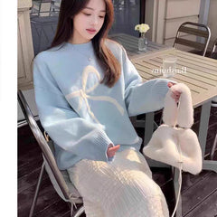 Ribbon Bowknot Oversized Pullover