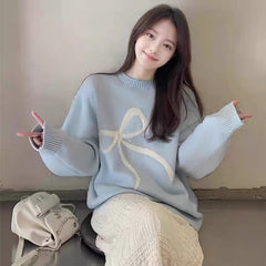 Ribbon Bowknot Oversized Pullover