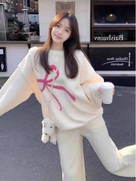 Ribbon Bowknot Oversized Pullover