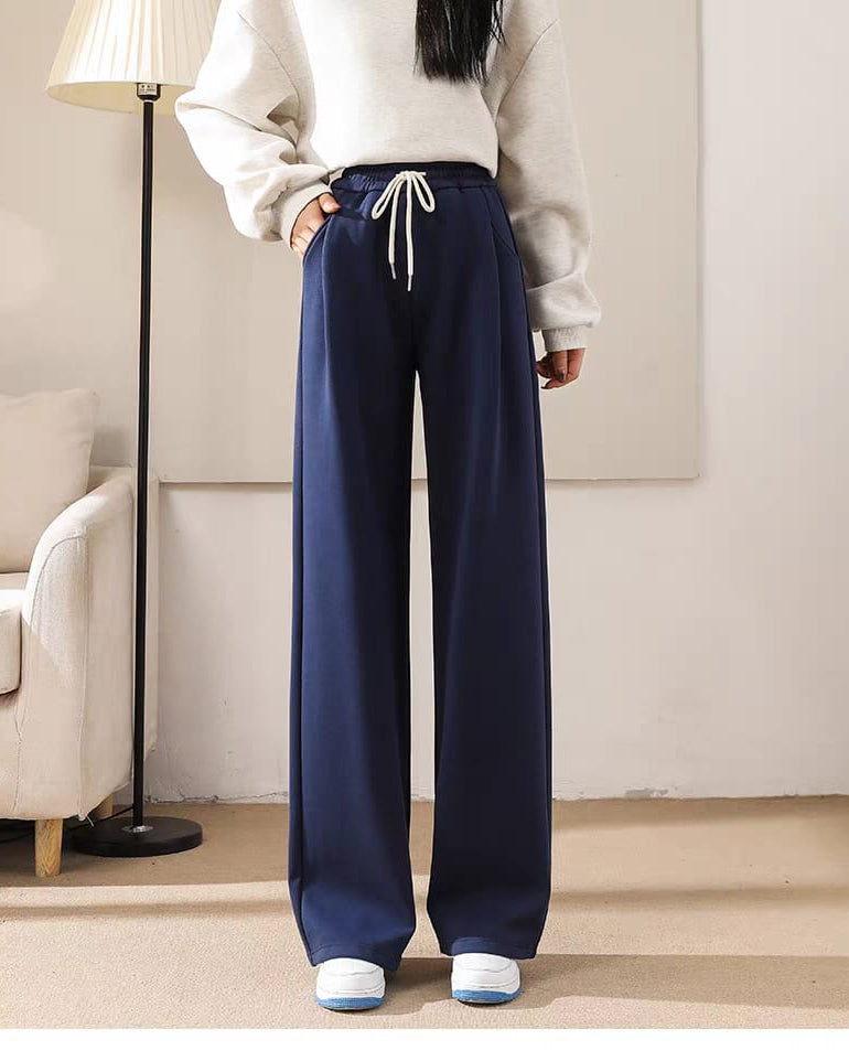 Women's high-waisted wide-leg trousers (polyster)