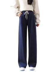 Women's high-waisted wide-leg trousers (polyster)