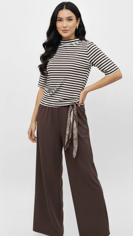 Stylish Striped Top and Wide-Leg Pants Outfit