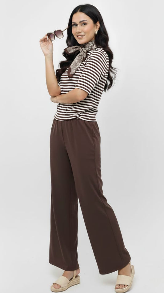 Stylish Striped Top and Wide-Leg Pants Outfit