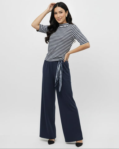 Stylish Striped Top and Wide-Leg Pants Outfit