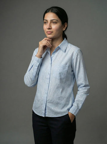 WOMEN'S SMALL FLOWERS PRINT SHIRT