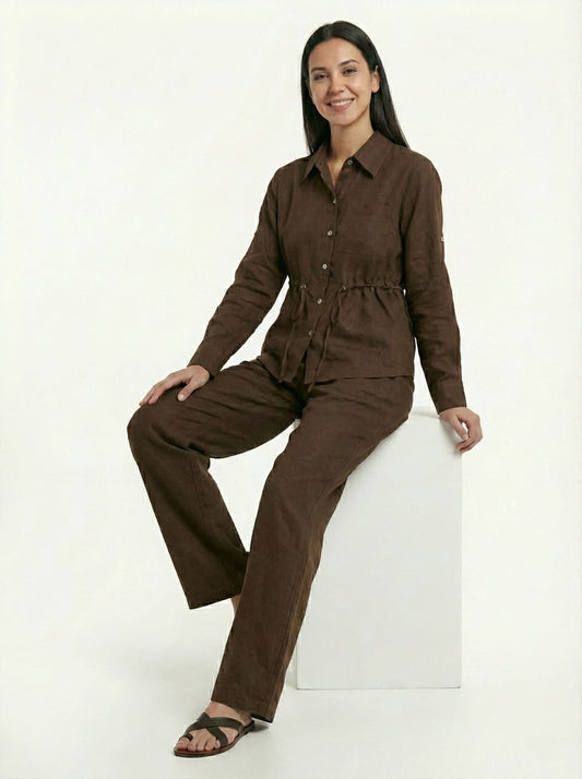 Elegant Brown Two-Piece Pant Suit for Women