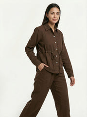 Elegant Brown Two-Piece Pant Suit for Women