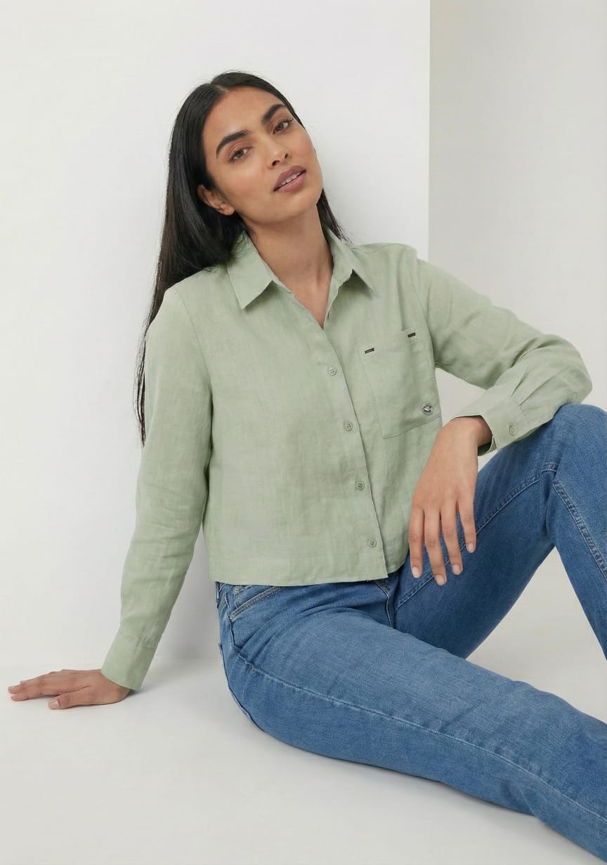 Women's Cropped Linen Shirt