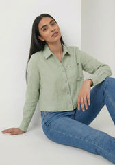 Women's Cropped Linen Shirt