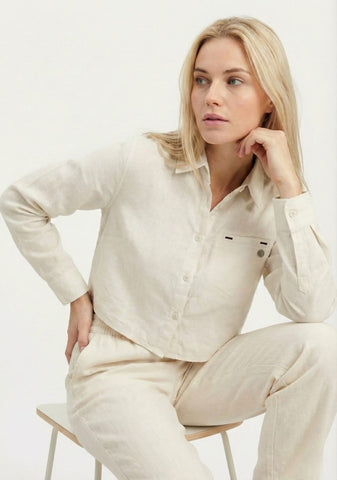 Women's Cropped Linen Shirt
