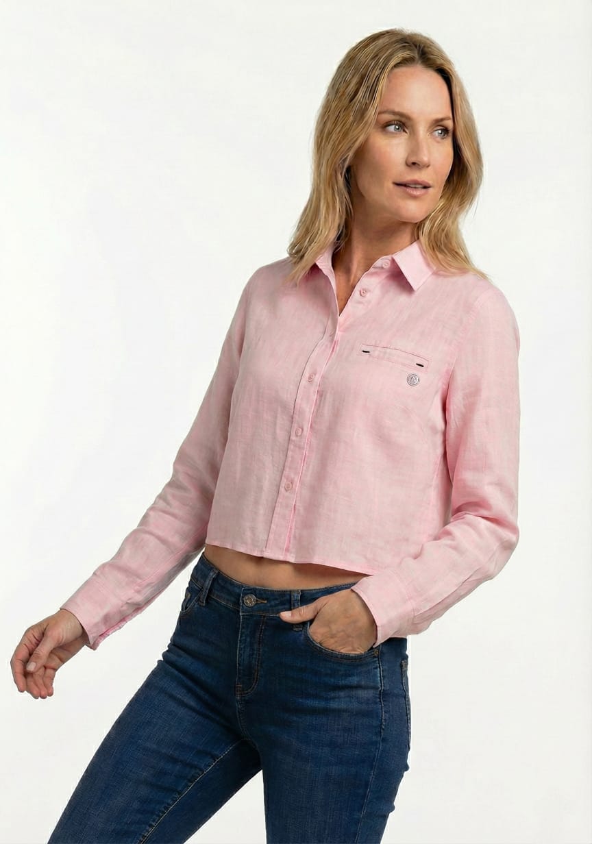 Women's Cropped Linen Shirt