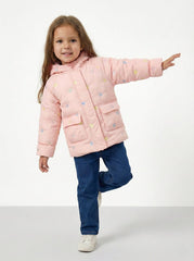 XGZZX GIRLS PRINTED DOUBLE POCKET PUFFER JACKET