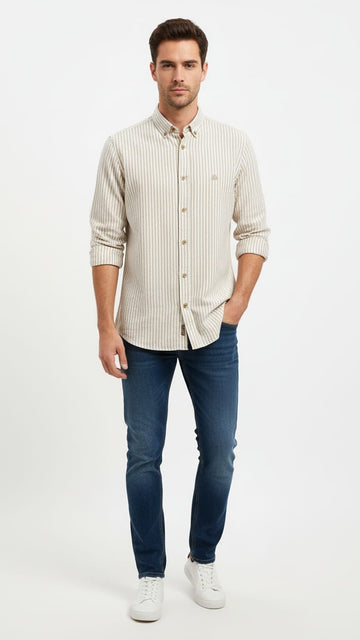 SPF MENS STRIPED LINEN SHIRT