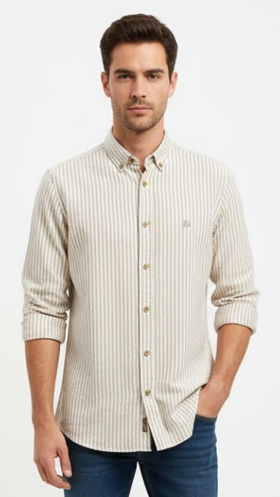SPF MENS STRIPED LINEN SHIRT