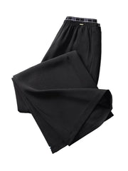 Womens Elastic Waist Wide Leg Black Versatile Trouser