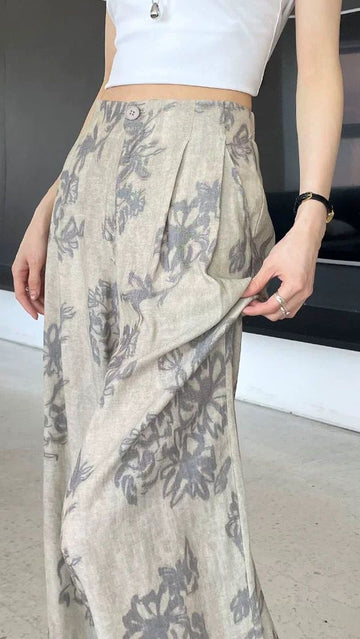 XIAONAI Womens Floral Printed Wide Leg Trousers