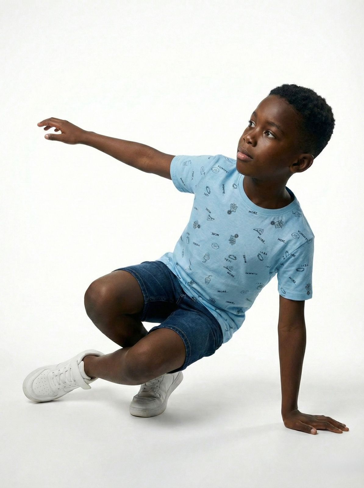 LCW Boys Sky Blue Graphic Print Cotton T Shirt