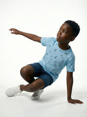 LCW Boys Sky Blue Graphic Print Cotton T Shirt