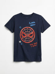 LCW Boys Navy Blue Superhero Graphic T-Shirt